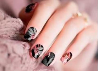 Candied Nails Black and Pink