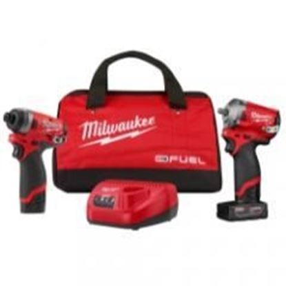 Milwaukee Tool 2-Piece M12 FUEL 3/8 Stubby Impact and 1/4 Hex Impact w/ (2) Batteries Kit