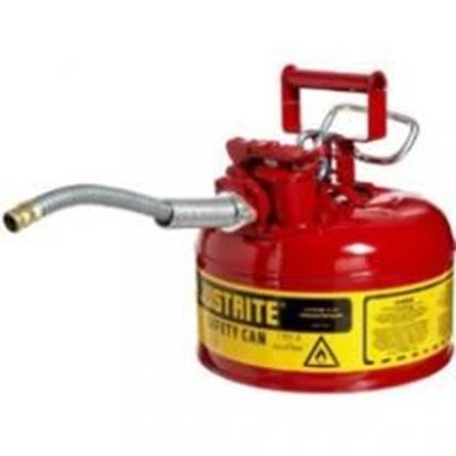 图片 Red Metal Safety Can, Type ll, One Gallon Capacity, with 5/8" x 9" Flexible Metal Hose, for Gasoline