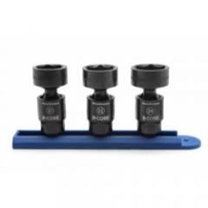 Foto de 3 Piece 3/8" Drive 6 Point Metric Pinless Universal Impact Sockets