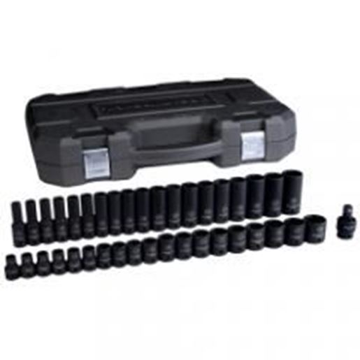 图片 39-Piece 1/2" Drive 6 Point MetricStandard/Deep Impact Socket Set