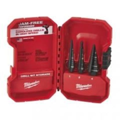 Foto de 3-Piece Step Drill Bit Set (#1, #2, #4), Dual-Flute Step Bits