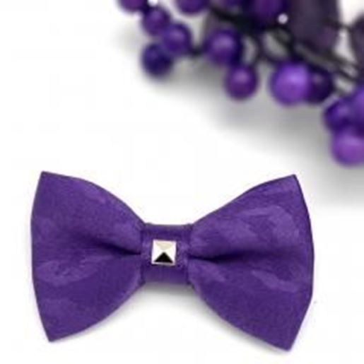 Picture of Purple satin leopard dog bow tie