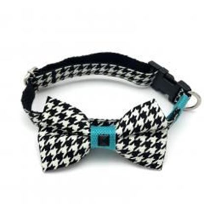 Picture of Turquoise houndstooth collar & bow tie set