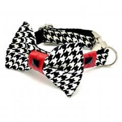 Picture of Red leather houndstooth collar & bow tie