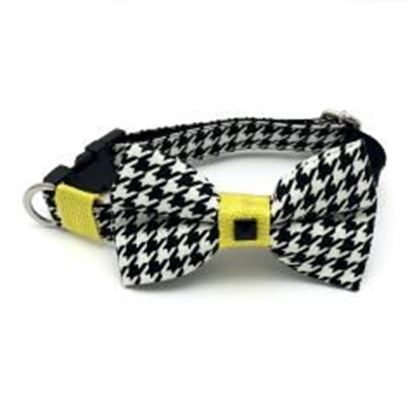 Picture of Yellow houndstooth collar & bow tie set