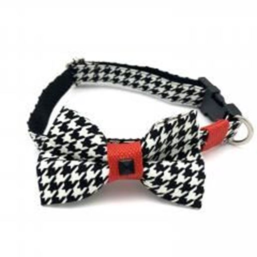 Picture of Red houndstooth collar & bow tie set