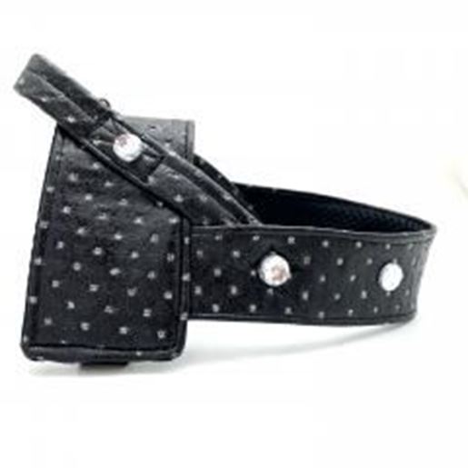 Picture of Black glitter leather dog harness with Swarovski crystals