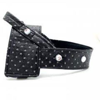 Foto de Black glitter leather dog harness with Swarovski crystals