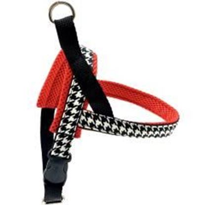 Picture of Red houndstooth dog harness