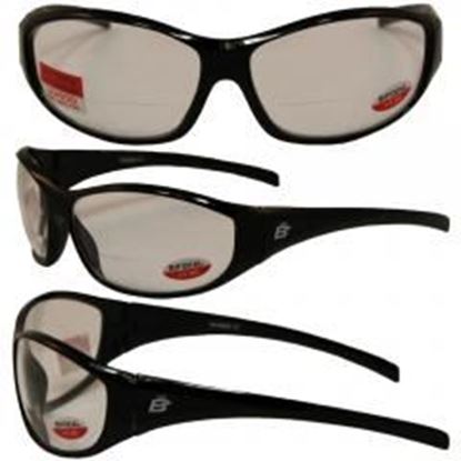 Picture of Birdz Sparrow Riding Glasses Gloss Black Frame with 1.0 Bifocal Clear Lenses