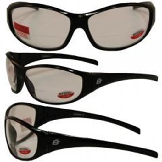 图片 Birdz Sparrow Riding Glasses Gloss Black Frame with 1.0 Bifocal Clear Lenses