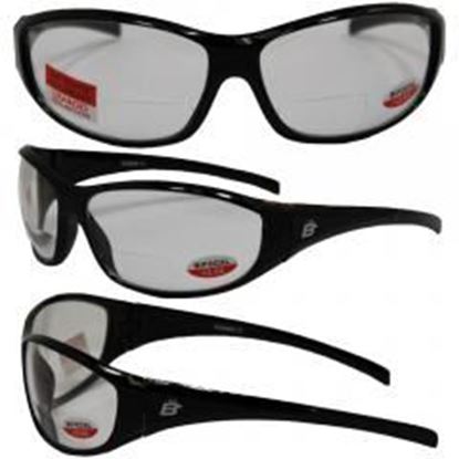 Picture of Birdz Sparrow Riding Glasses Gloss Black Frame with 2.0 Bifocal Clear Lenses