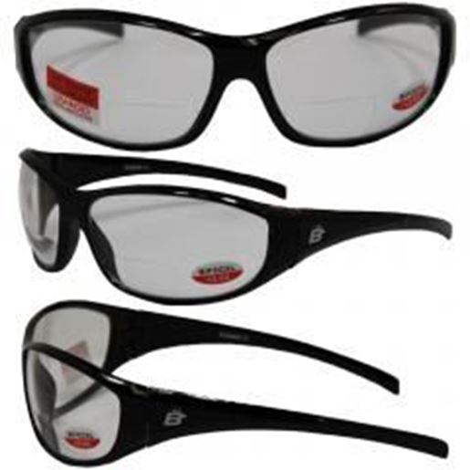 图片 Birdz Sparrow Riding Glasses Gloss Black Frame with 2.0 Bifocal Clear Lenses