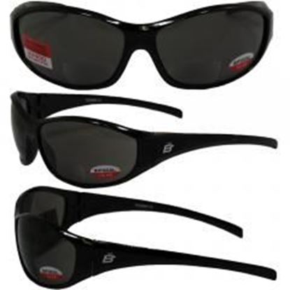 图片 Birdz Sparrow Riding Glasses Gloss Black Frame with 2.0 Bifocal Smoke Lenses