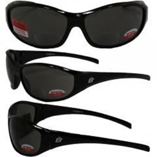 Picture of Birdz Sparrow Riding Glasses Gloss Black Frame with 2.0 Bifocal Smoke Lenses