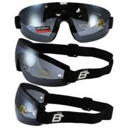 Picture of Birdz Wing Face Hugging Riding or Sky Diving Goggles with Blue Lenses