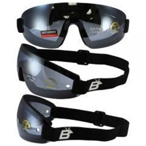 Foto de Birdz Wing Face Hugging Riding or Sky Diving Goggles with Blue Lenses