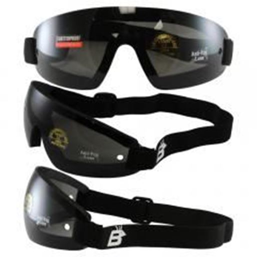 Picture of Birdz Wing Face Hugging Riding or Sky Diving Goggles with Smoke Lenses