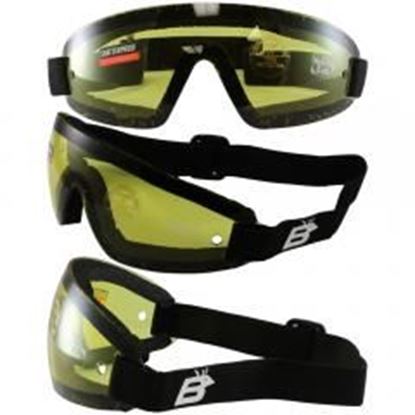 Picture of Birdz Wing Face Hugging Riding or Sky Diving Goggles with Yellow Lenses