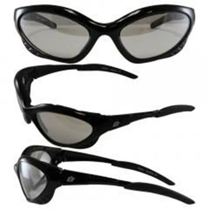 Foto de Birdz Crow Aerodynamic Sleek Padded Riding Glasses with Clear Mirrored Lenses