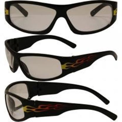 图片 Birdz Blackbird Aggro-Look Flame Frame Riding Glasses with Clear Lenses