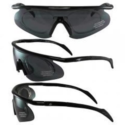 Foto de Birdz Feather 2 Sleek Riding Glasses with Three Lens Colors (Clear, Smoke, Yellow) (Smoke Pictured)