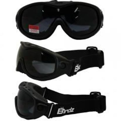 Picture of Birdz Heron Matte Black Riding Goggles with Smoke Lenses