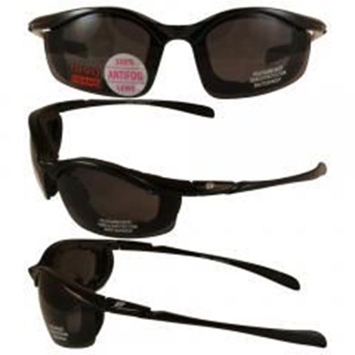 图片 Birdz Snipe Motorcycle Glasses with Smoke Shatterproof Anti-Fog Polycarbonate Lenses and Removable Wind Blocking Foam