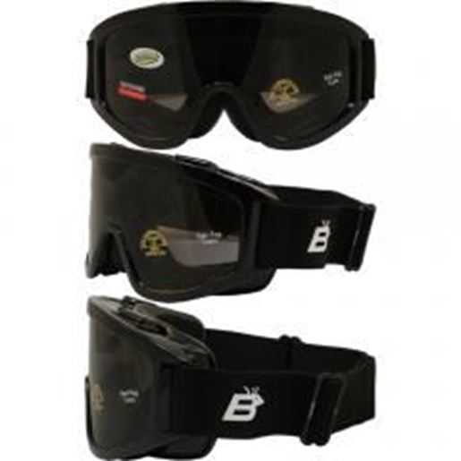 Foto de Birdz Vulture Black Frame Motorcycle Goggles with Smoke Bifocal Shatterproof Anti-Fog Polycarbonate Lenses and Vented Open Cell Foam