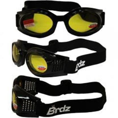 图片 Birdz Kite Black Frame Motorcycle Goggles with Yellow 1.0x Bifocal Shatterproof Anti-Fog Polycarbonate Lenses and Vented Open Cell Foam