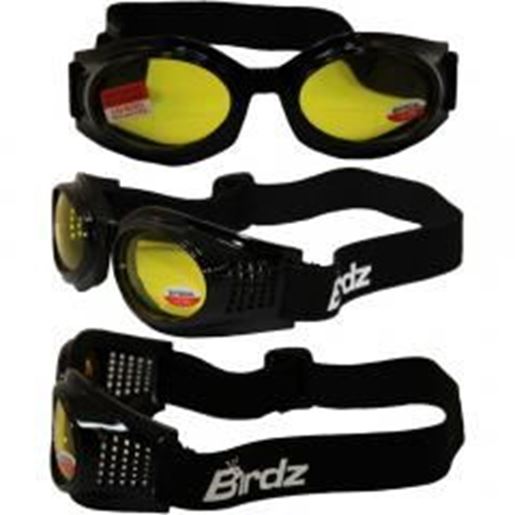 Picture of Birdz Kite Black Frame Motorcycle Goggles with Yellow 1.0x Bifocal Shatterproof Anti-Fog Polycarbonate Lenses and Vented Open Cell Foam