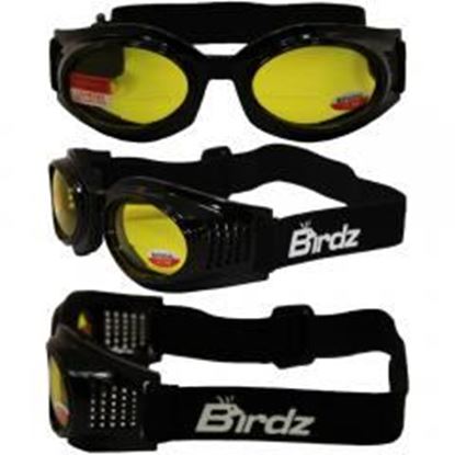 图片 Birdz Kite Black Frame Motorcycle Goggles with Yellow 1.5x Bifocal Shatterproof Anti-Fog Polycarbonate Lenses and Vented Open Cell Foam