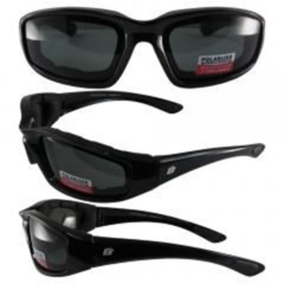 Picture of Birdz Oriole Motorcycle Glasses with Polarized Smoke Shatterproof Anti-Fog Polycarbonate Lenses and Wind Blocking Foam