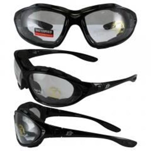 Picture of Birdz Thrasher Motorcycle Glasses-Convert-to-Goggles with Clear Shatterproof Anti-Fog Polycarbonate Lenses and Wind Blocking Foam