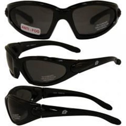 Picture of Birdz Quail Motorcycle Glasses with Smoke Shatterproof Anti-Fog Polycarbonate Lenses and Wind Blocking Foam