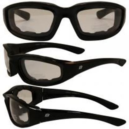 Picture of Birdz Oriole Motorcycle Glasses with Clear Shatterproof Anti-Fog Polycarbonate Lenses and Wind Blocking Foam