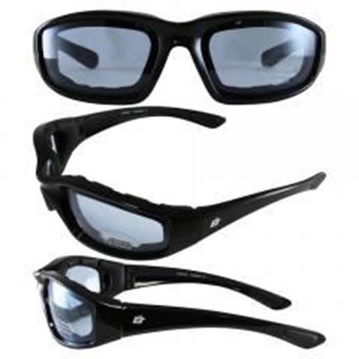 Picture of Birdz Oriole Motorcycle Glasses with Blue Shatterproof Anti-Fog Polycarbonate Lenses and Wind Blocking Foam