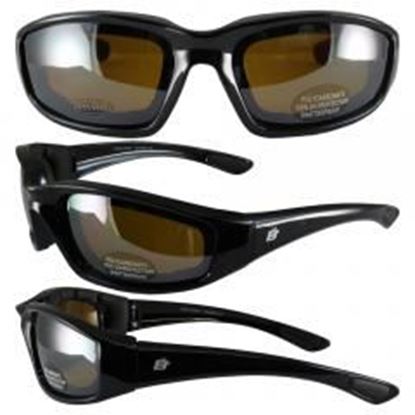 图片 Birdz Oriole Motorcycle Glasses with Driving Mirror Shatterproof Anti-Fog Polycarbonate Lenses and Wind Blocking Foam