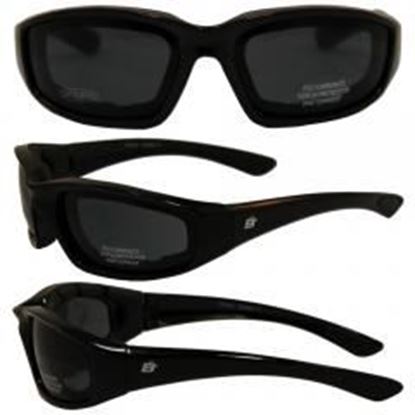 Picture of Birdz Oriole Motorcycle Glasses with Smoke Shatterproof Anti-Fog Polycarbonate Lenses and Wind Blocking Foam