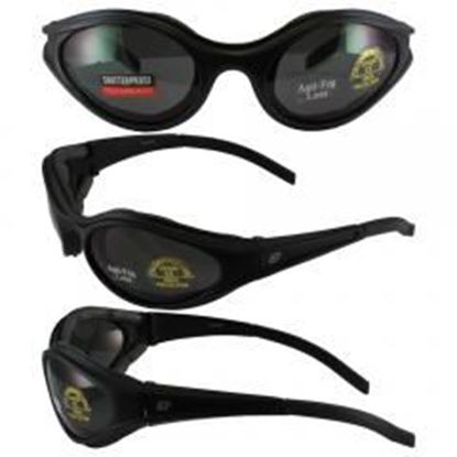 Foto de Birdz Raven Motorcycle Glasses with Smoke Shatterproof Anti-Fog Polycarbonate Lenses and Wind Blocking Foam