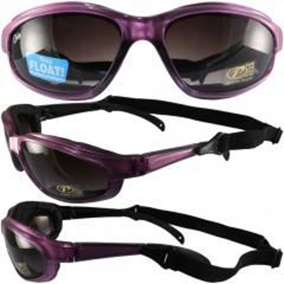 图片 Chix Freedom Padded Riding Glasses Pearl Purple Frame with Detacheable Strap - Grey Fade Lenses