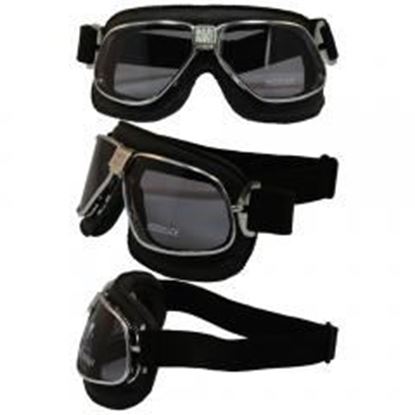 Picture of Nannini Cruiser With Hand Stitched Black Leather and Grey Antifog Cylindrical Polycarbonate Lenses.