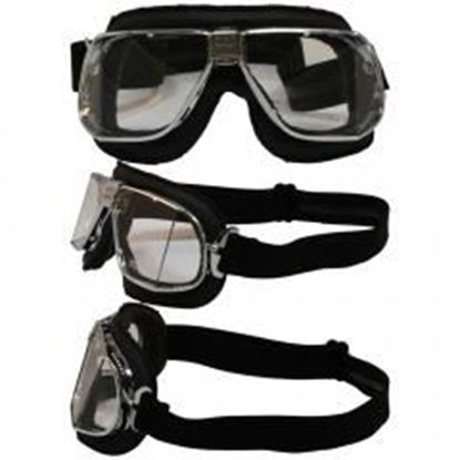 Picture of Nannini Custom With Hand Stitched Black Leather and Clear Antifog  Polycarbonate Lenses.