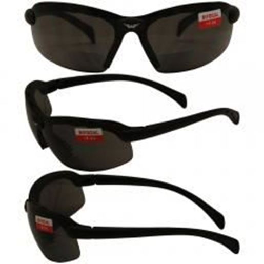 图片 C2 Safety Shop Glasses with Black Frame and 1.0x Smoke Lenses