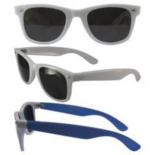 Picture of Color Change Wayfarer with Smoke Polycarbonate Lenses, White Temple Changes to Blue