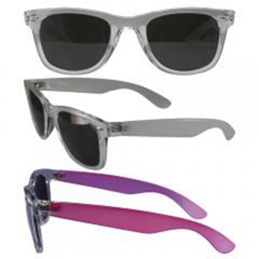 Picture of Color Change Wayfarer with Smoke Polycarbonate Lenses, Clear Temple Changes to Pink