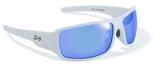 Picture of Amazing Blue Lenses in White Wrap Arounds with Side Protection by Swag