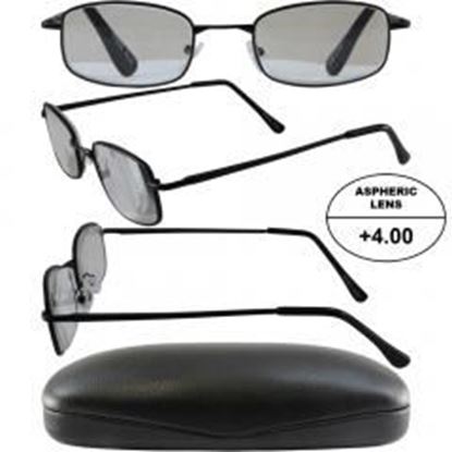 Foto de Men's High-Powered Reading Glasses: Matte Black Frame and Black Case +4.00 Magnification Aspheric Lenses