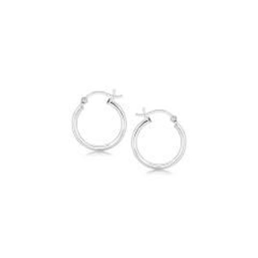 Picture of Polished Sterling Silver and Rhodium Plated Hoop Earrings (15mm)